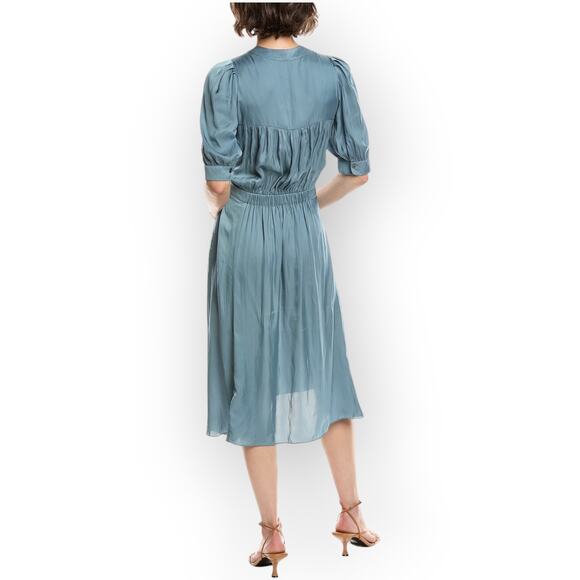 Large Zadig&Voltaire Ralia Satin Midi Dress Tonnerre Monochrome Minimal Feminine - Picture 10 of 14